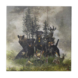 Azulejo De Cerâmica Caça alemã Terrier (Jagdterrier)