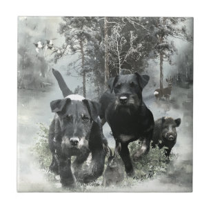 Azulejo De Cerâmica Caça Alemã Terrier, O Jagdterrier, Arte