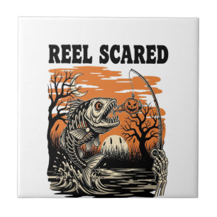 Azulejo De Cerâmica Caça ao Peixe para Crianças no Halloween