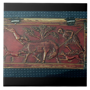 Azulejo De Cerâmica Caça do varrão, chapa de um caixão bizantino, 1