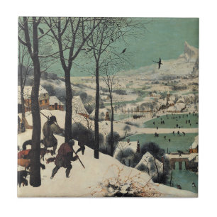 Azulejo De Cerâmica Caçadores na Neve, obra de arte famosa,