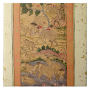 Azulejo De Cerâmica Caçadores que capturam elefantes, do grande Clive