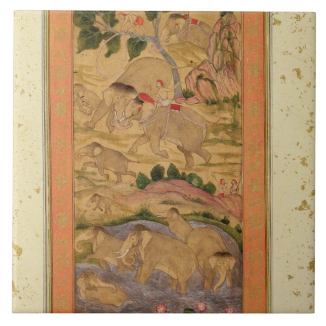 Azulejo De Cerâmica Caçadores que capturam elefantes, do grande Clive (Frente)