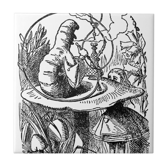 Azulejo De Cerâmica Cachimbo de água que fuma Caterpillar Alice no (Frente)