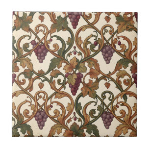 Azulejo De Cerâmica Cacho de Uva Roxa Botânica Vintage