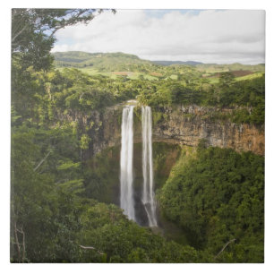 Azulejo De Cerâmica Cachoeira de Chamarel-mais alta da Maurícia, mais