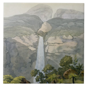 Azulejo De Cerâmica Cachoeira de Vinagre do rio, perto do vulcão de
