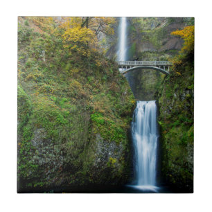 Azulejo De Cerâmica Cachoeira Multnomah no Outono no Desfiladeiro do C