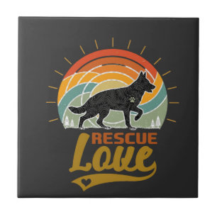 Azulejo De Cerâmica Cachorro Amor Resgate Árvores Pôr do Sol Retrô