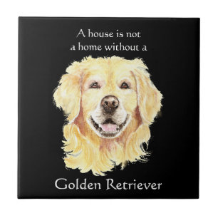 Azulejo De Cerâmica Cachorro Animal Pet Golden Retriever Quote Aquarel