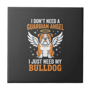 Azulejo De Cerâmica Cachorro Anjo da Guarda Bulldog