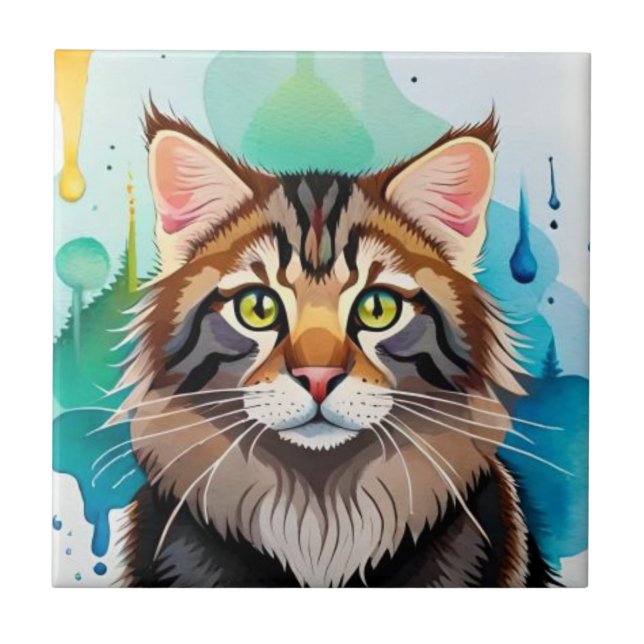 Azulejo De Cerâmica Cachorro bonito fecha a miniárea de transferência (Frente)