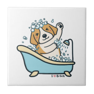 Azulejo De Cerâmica Cachorro Bonito numa Ilustração de Chá