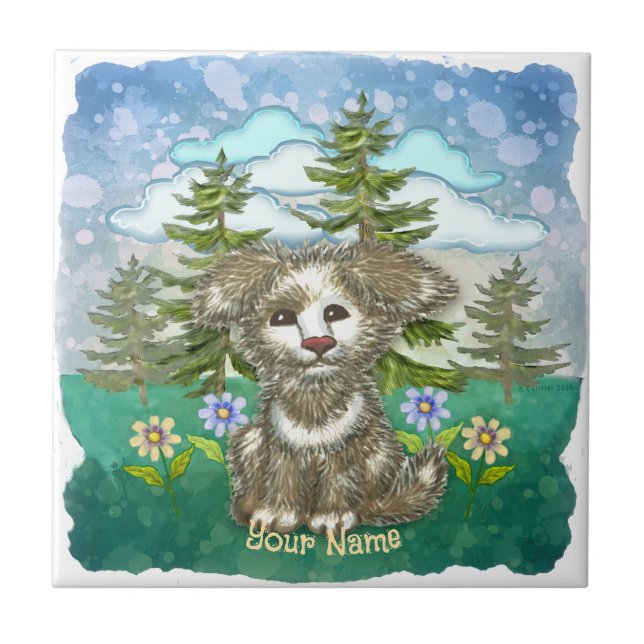 Azulejo De Cerâmica Cachorro Brownie Pup  (Frente)