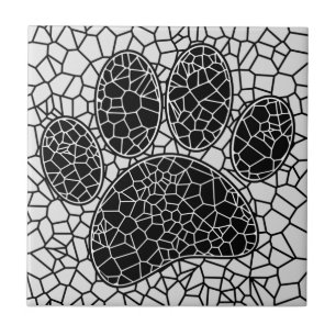 Azulejo De Cerâmica Cachorro de Arte Canina Mosaico Impressão de Pata