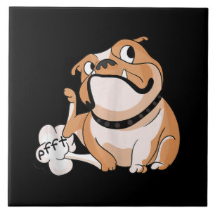 Azulejo De Cerâmica Cachorro de Garota Engraçado de Pitbull Cachorro