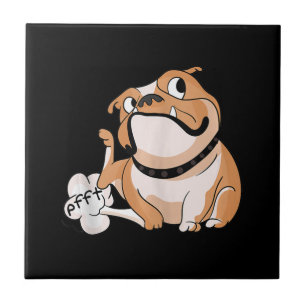 Azulejo De Cerâmica Cachorro de Garota Engraçado de Pitbull Cachorro