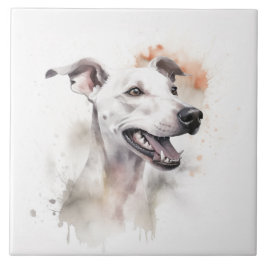 Azulejo De Cerâmica Cachorro de Greyhound Italiano Pet, Aquarela