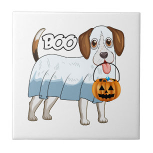 Azulejo De Cerâmica Cachorro de Halloween Beagle Fantasma
