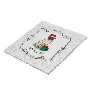 Azulejo De Cerâmica Cachorro de Papai Noel de Natal (desfiladeiro)