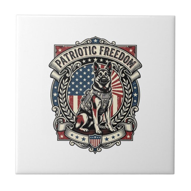 Azulejo De Cerâmica Cachorro de Resgate Patriota (Frente)