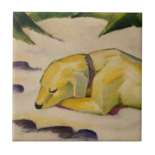 Azulejo De Cerâmica Cachorro deitado na neve (por Franz Marc)