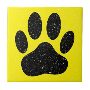 Azulejo De Cerâmica Cachorro Desapontado Pawprint Quadrado Amarelo