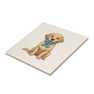 Azulejo De Cerâmica Cachorro do Dia do Pi com Símbolo do Pi Feliz Di