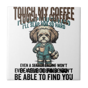 Azulejo De Cerâmica Cachorro Engraçado Café Aviso Design de Gravura Vi