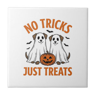 Azulejo De Cerâmica Cachorro Fantasma Engraçado Halloween Sem Pegadinh
