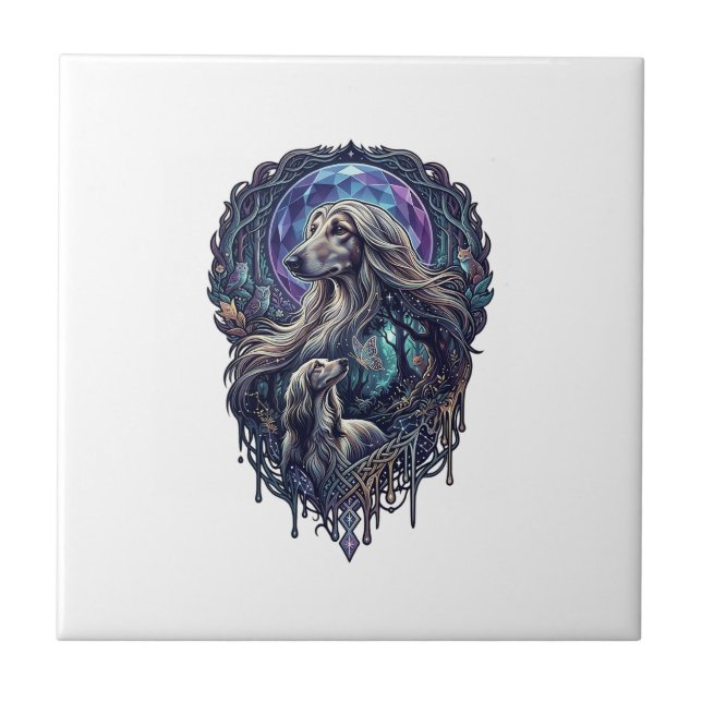 Azulejo De Cerâmica Cachorro Floresta Encantada Lua Cristal_1 (Frente)