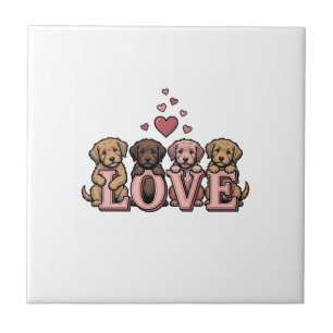 Azulejo De Cerâmica Cachorro Fofo Amor Dia dos Namorados Desenho de Gr