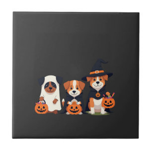 Azulejo De Cerâmica Cachorro Golden Retriever Fantasma Halloween Doces