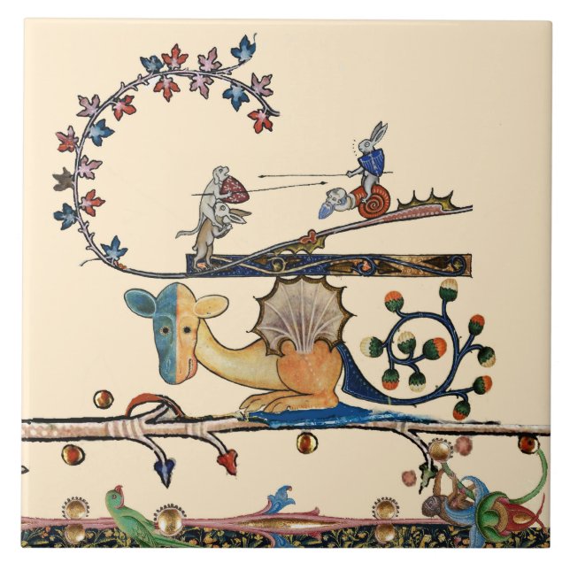 Azulejo De Cerâmica Cachorro MEDIEVE ESTRANHO, Coelho Assassino, Dragã (Frente)