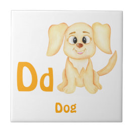 Azulejo De Cerâmica Cachorro personalizado ABC: Letra D - Adicione seu