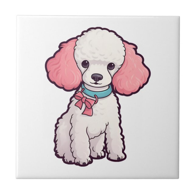 Azulejo De Cerâmica Cachorro Poodle Super Fofo (Frente)