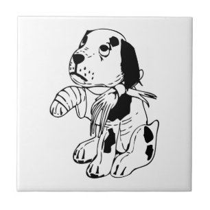 Azulejo De Cerâmica Cachorro Triste Com Perna Quebrada