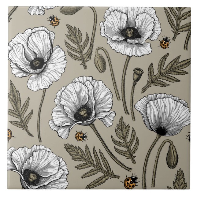 Azulejo De Cerâmica Cachorros brancos e bichos-da-índia (Frente)