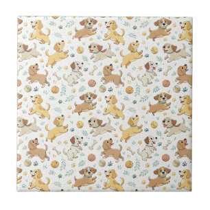 Azulejo De Cerâmica Cachorros de Desenho Animado Divertidos - Padrão d
