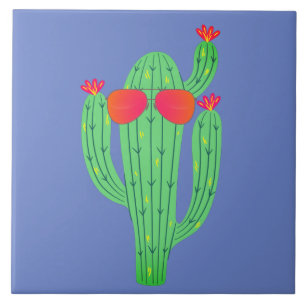 Azulejo De Cerâmica Cacto Saguaro Usando Óculos de Sol Divertido Sudoe