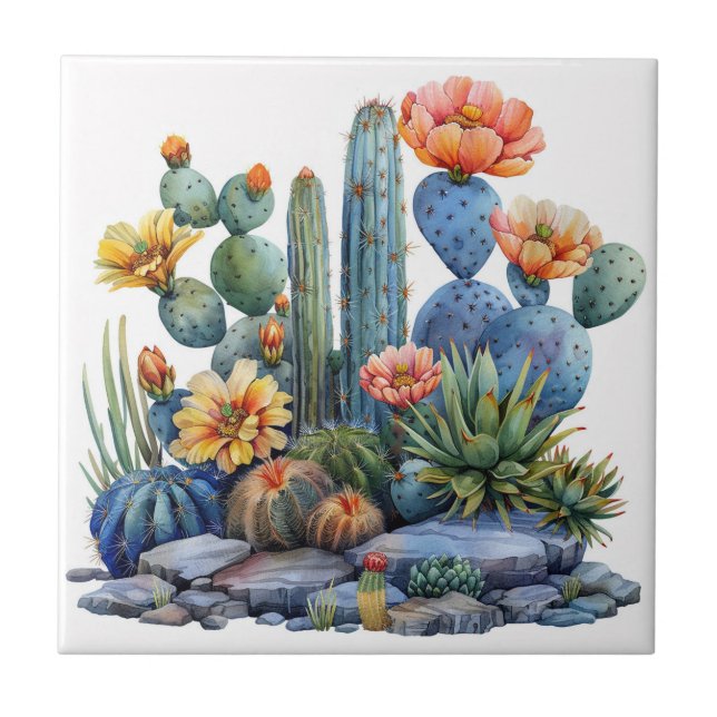 Azulejo De Cerâmica Cactos e suculentos sangrentos (Frente)