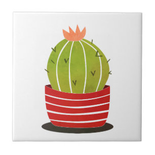 Azulejo De Cerâmica Cactus num pote de arte mínima