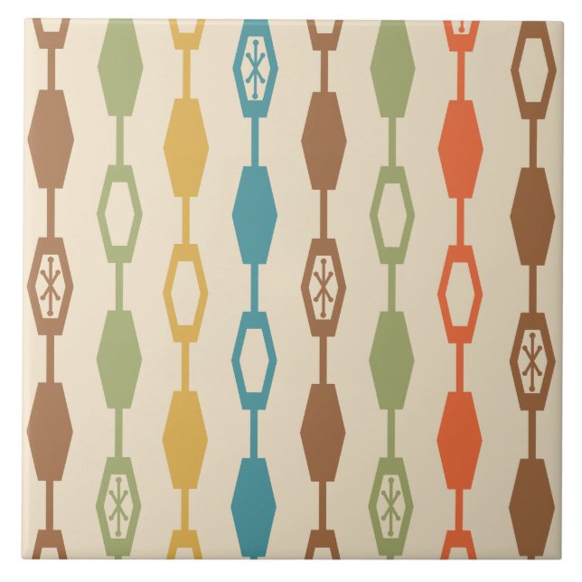 Azulejo De Cerâmica Cadeias Modernas de meio século Multicoloridas (Frente)