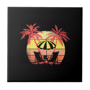Azulejo De Cerâmica Cadeiras de Praia Guarda-sol Pôr do Sol Verão 80 P