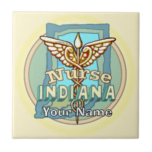 Azulejo De Cerâmica Caduceu de Enfermeira de Indiana