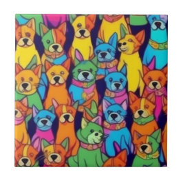 Azulejo De Cerâmica Cães bonitos e coloridos cães felizes