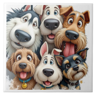 Azulejo De Cerâmica Cães caprichosos fofos