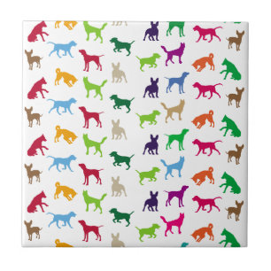 Azulejo De Cerâmica Cães coloridos, silhuetas
