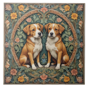 Azulejo De Cerâmica Cães do Bosque Escondido