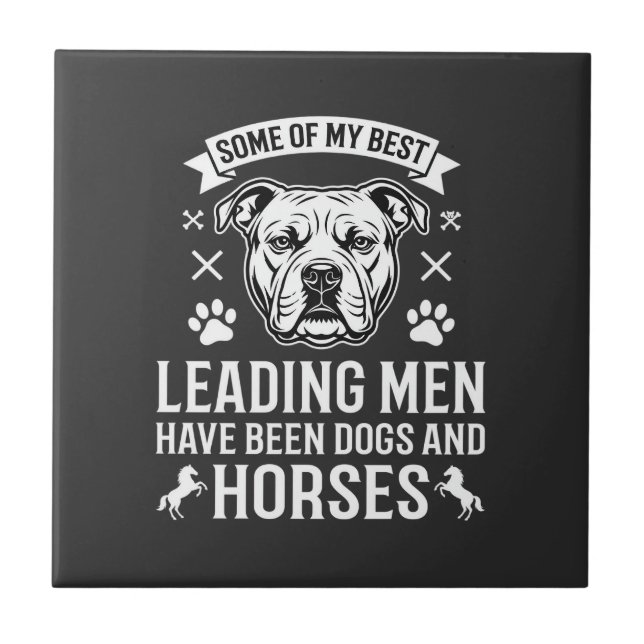 Azulejo De Cerâmica Cães E Cavalos Liderando Homens (Frente)